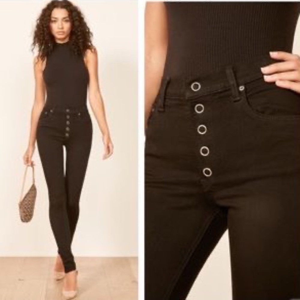 NWT Reformation High & Skinny snap front jeans size 30